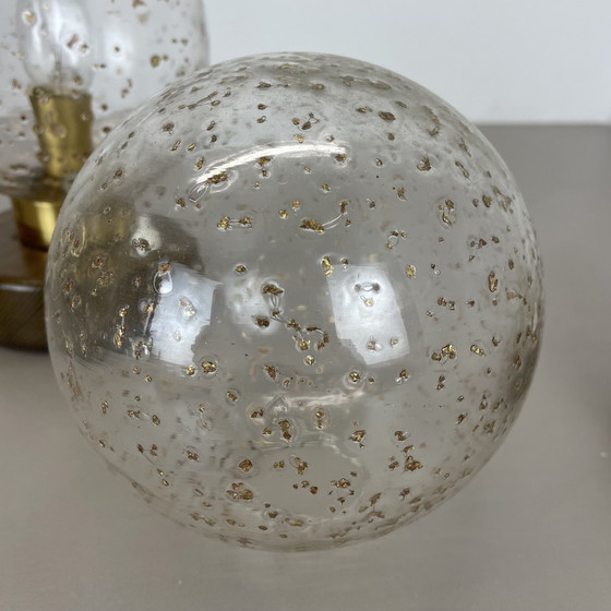 Image 1 of Ensemble de 2 lampes de table en bois de chêne et boule de verre par Temde Lights, Allemagne 1970S