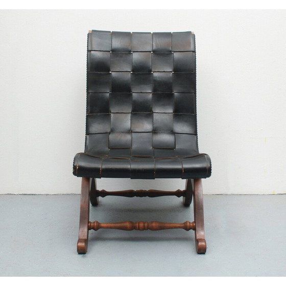 Image 1 of Fauteuil vintage en cuir par Pierre Lottier pour Valentine, Espagne 1950s