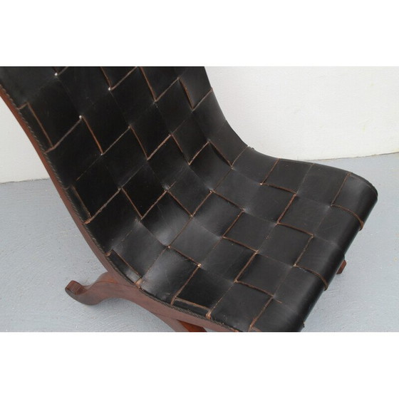 Image 1 of Fauteuil vintage en cuir par Pierre Lottier pour Valentine, Espagne 1950s