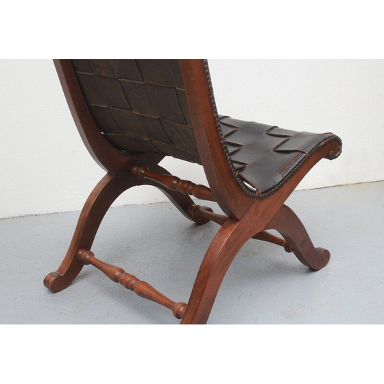 Image 1 of Fauteuil vintage en cuir par Pierre Lottier pour Valentine, Espagne 1950s