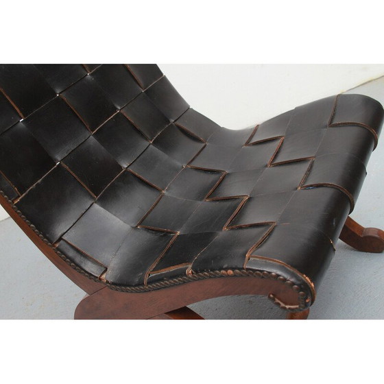 Image 1 of Fauteuil vintage en cuir par Pierre Lottier pour Valentine, Espagne 1950s