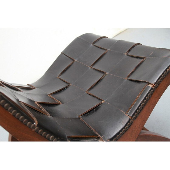Image 1 of Fauteuil vintage en cuir par Pierre Lottier pour Valentine, Espagne 1950s