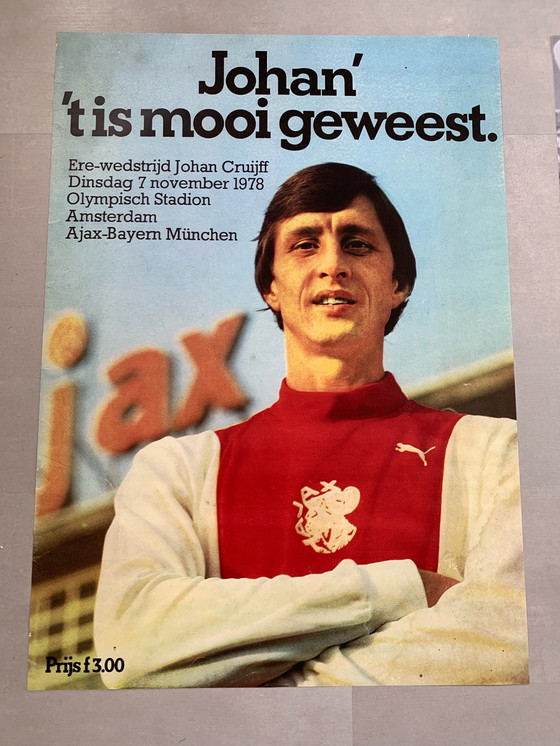 Image 1 of Johan Cruyff Affiche d'adieu Ajax Amsterdam Vintage