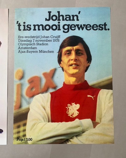 Johan Cruyff Affiche d'adieu Ajax Amsterdam Vintage