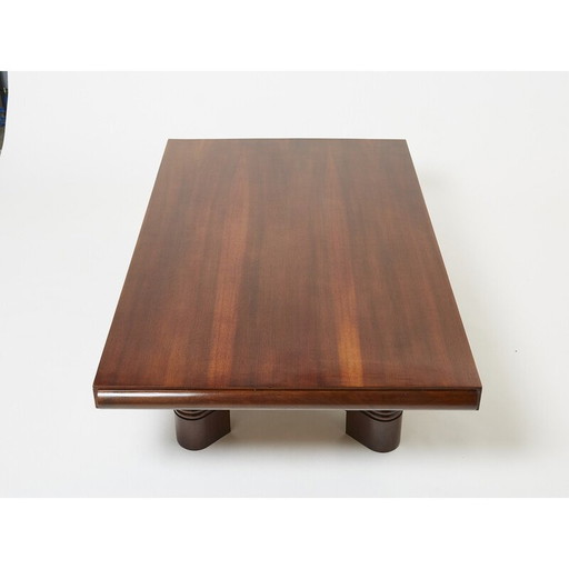 Table basse vintage en noyer par Charles Dudouyt, années 1940