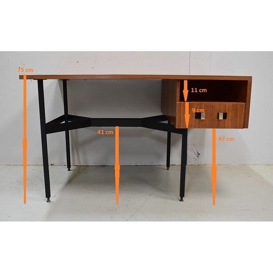 Image 1 of Bureau double vintage en placage de teck par Gérard Guermonprez, 1950