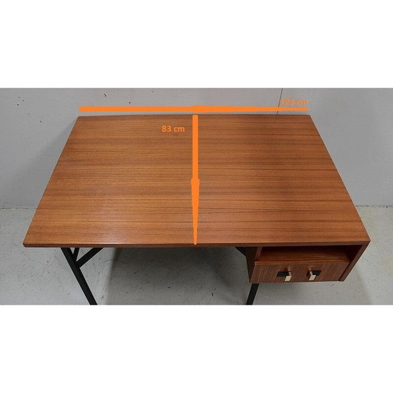 Image 1 of Bureau double vintage en placage de teck par Gérard Guermonprez, 1950