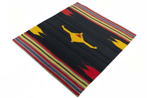 Designer Kilim Fars tissé à la main - 131 X 116 cm - Nouveau