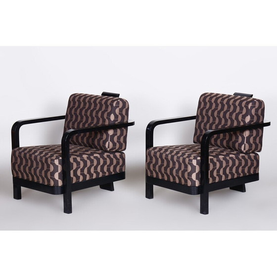 Image 1 of Paire de fauteuils vintage en chêne massif noirci par Josef Chochol, Tchécoslovaquie 1920