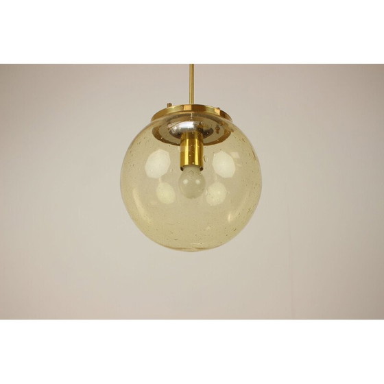 Image 1 of Suspension vintage en laiton et verre par Kamenický Šenov, Tchécoslovaquie 1970