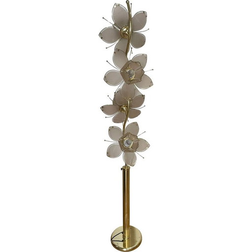 Lampadaire italien vintage à fleurs de lotus, 1970