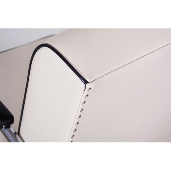 Image 1 of Fauteuil vintage en cuir blanc par Mucke Melder, Tchécoslovaquie années 1930