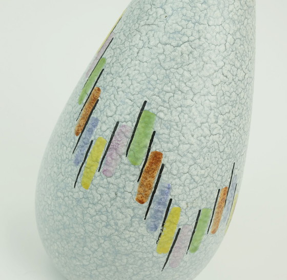 Image 1 of Steuler Vase en céramique Mid Century Modern 1950S Drip Glaze Colorful Pattern