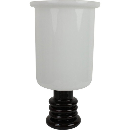 Lampe de table vintage en porcelaine émaillée et verre de lait, Tchécoslovaquie 1960