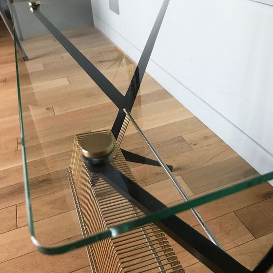 Image 1 of Table basse vintage en verre et laiton par Angelo Ostuni, Italie 1950