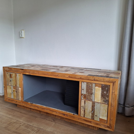 Buffet/TV vintage en bois de récupération