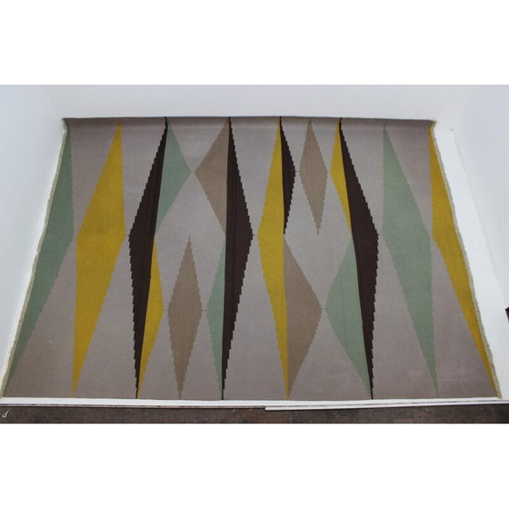 Image 1 of Tapis kilim géométrique moderniste vintage par A.Kybal, 1960