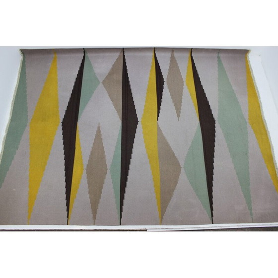 Image 1 of Tapis kilim géométrique moderniste vintage par A.Kybal, 1960
