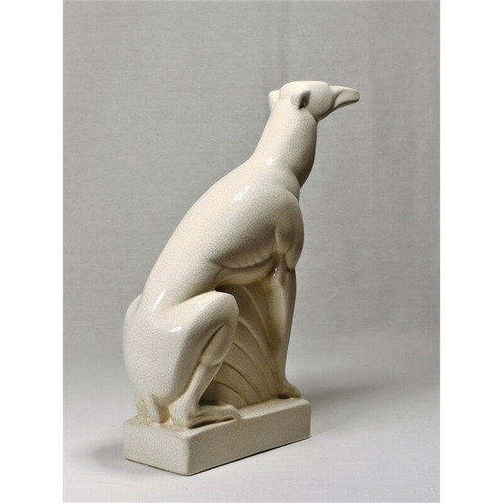 Image 1 of Sculpture lévrier en céramique Art Déco par Duquenne, 1930