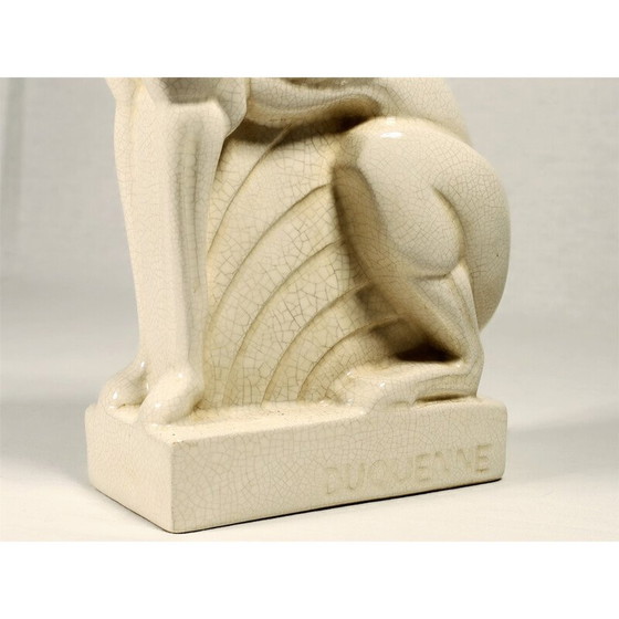 Image 1 of Sculpture lévrier en céramique Art Déco par Duquenne, 1930