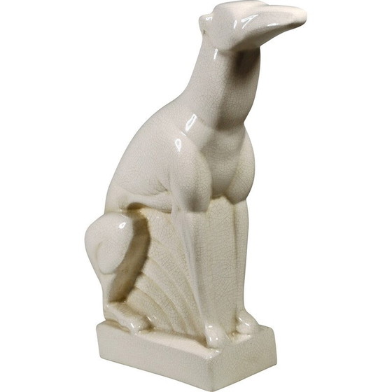 Image 1 of Sculpture lévrier en céramique Art Déco par Duquenne, 1930