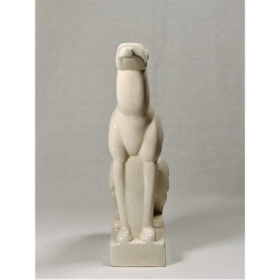 Image 1 of Sculpture lévrier en céramique Art Déco par Duquenne, 1930