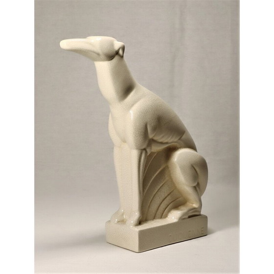 Image 1 of Sculpture lévrier en céramique Art Déco par Duquenne, 1930