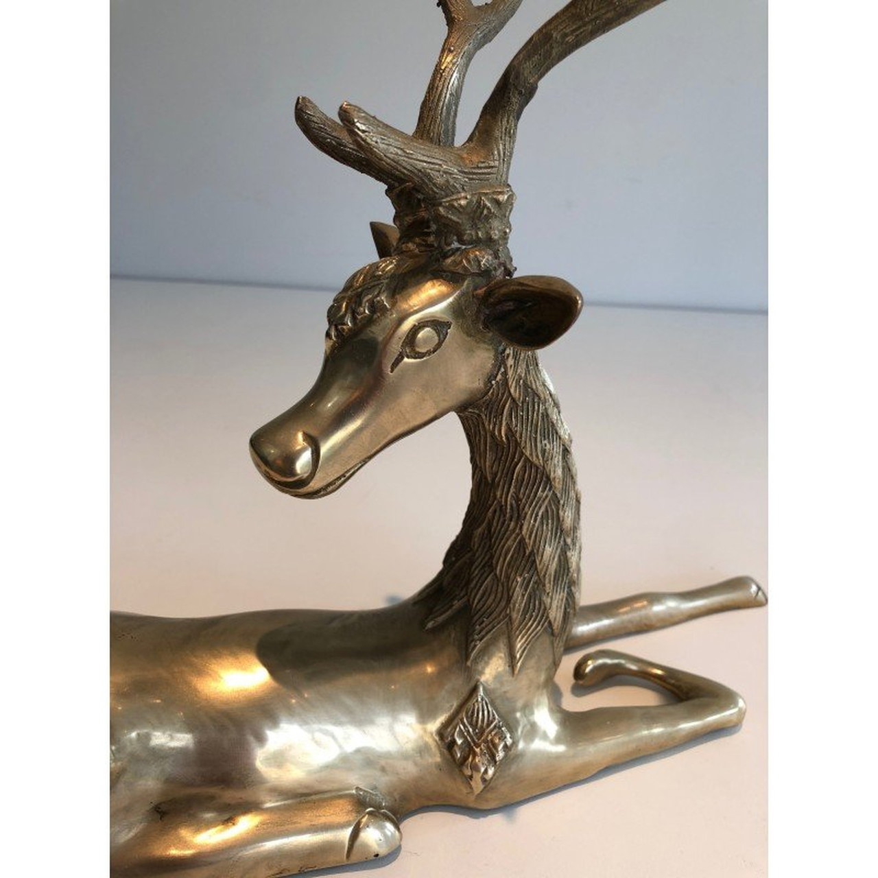 Jumelles Anciennes Art Nouveau XIXe - Cerf Plaqué Argent Et Laiton - Fabriquées En France
