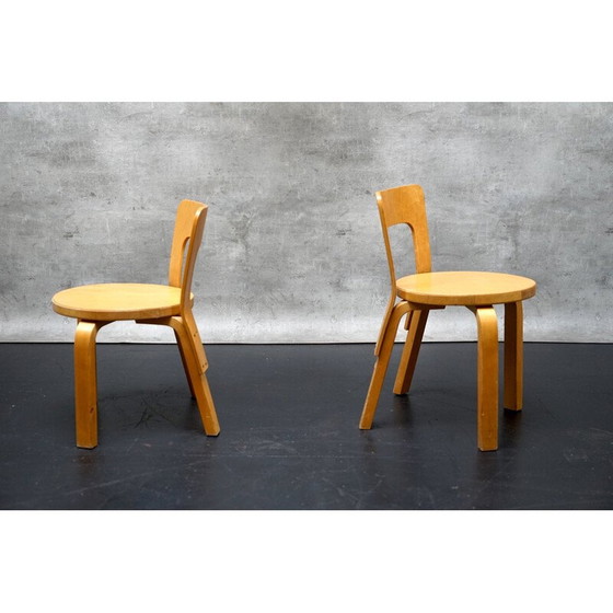 Image 1 of Paire de chaises d'enfant en bois vintage d'Alvar Aalto pour Artek, 1960