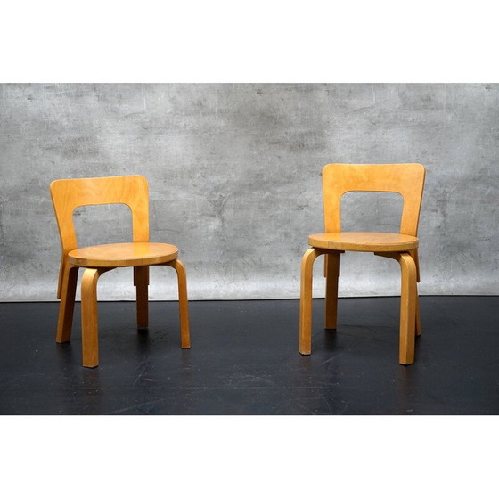 Image 1 of Paire de chaises d'enfant en bois vintage d'Alvar Aalto pour Artek, 1960