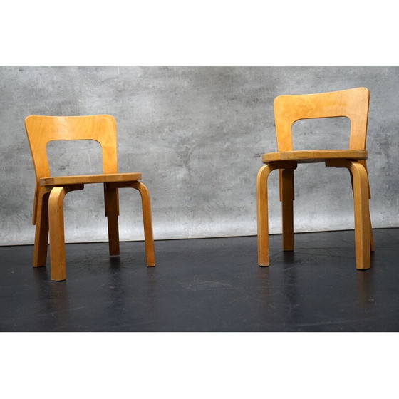 Image 1 of Paire de chaises d'enfant en bois vintage d'Alvar Aalto pour Artek, 1960