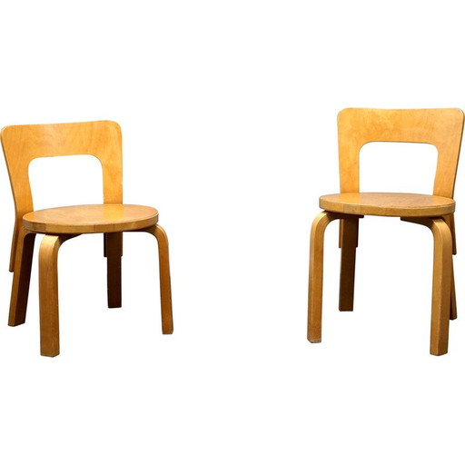 Paire de chaises d'enfant en bois vintage d'Alvar Aalto pour Artek, 1960