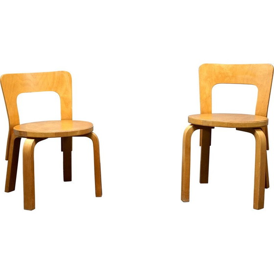 Image 1 of Paire de chaises d'enfant en bois vintage d'Alvar Aalto pour Artek, 1960
