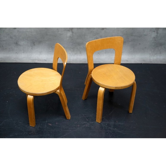 Image 1 of Paire de chaises d'enfant en bois vintage d'Alvar Aalto pour Artek, 1960