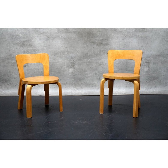 Image 1 of Paire de chaises d'enfant en bois vintage d'Alvar Aalto pour Artek, 1960