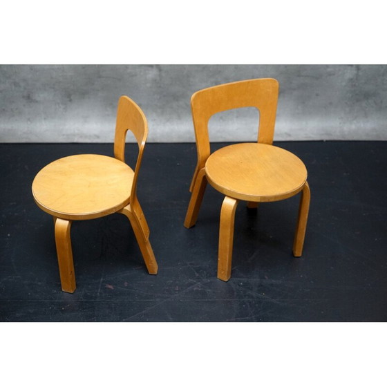 Image 1 of Paire de chaises d'enfant en bois vintage d'Alvar Aalto pour Artek, 1960
