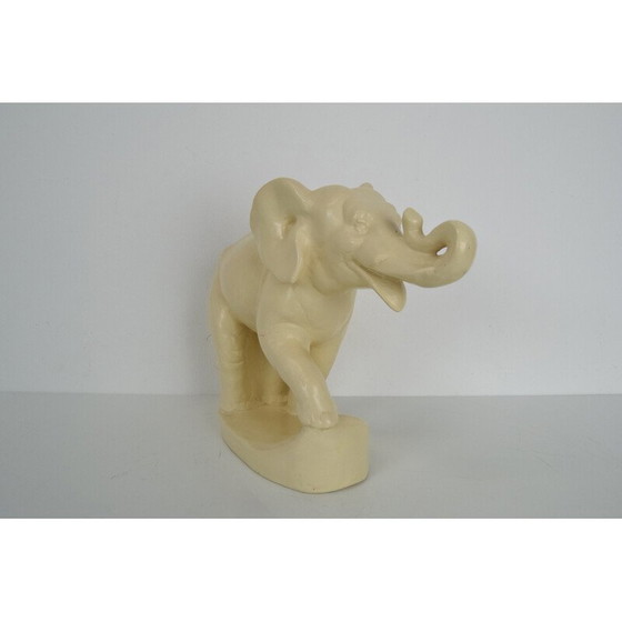 Image 1 of Sculpture art déco vintage en céramique éléphant, Tchécoslovaquie années 1930