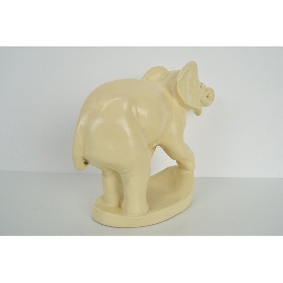 Image 1 of Sculpture art déco vintage en céramique éléphant, Tchécoslovaquie années 1930