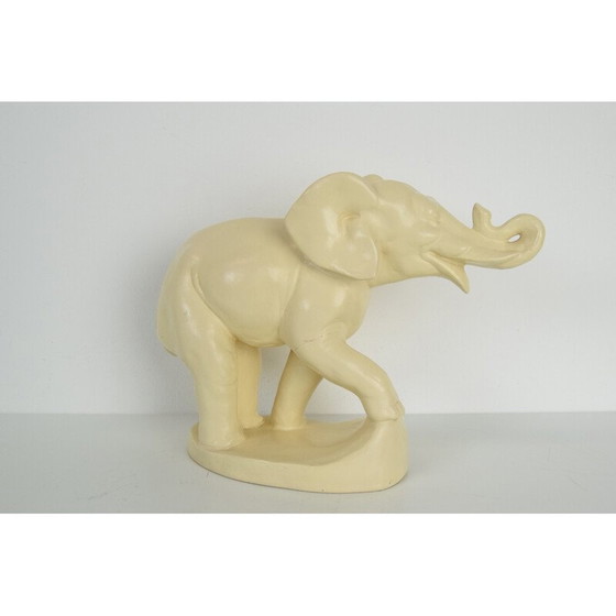 Image 1 of Sculpture art déco vintage en céramique éléphant, Tchécoslovaquie années 1930