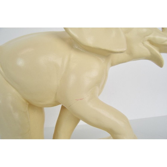 Image 1 of Sculpture art déco vintage en céramique éléphant, Tchécoslovaquie années 1930