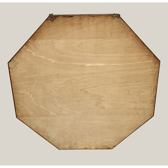 Image 1 of Miroir octogonal vintage en bois d'arbre fruitier, Danemark 1970