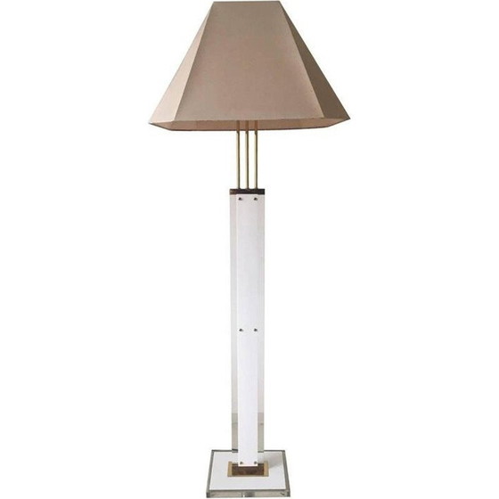 Image 1 of Lampadaire vintage en laiton avec abat-jour, 1970