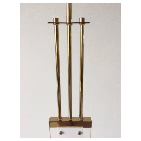 Image 1 of Lampadaire vintage en laiton avec abat-jour, 1970