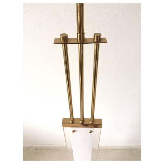 Image 1 of Lampadaire vintage en laiton avec abat-jour, 1970