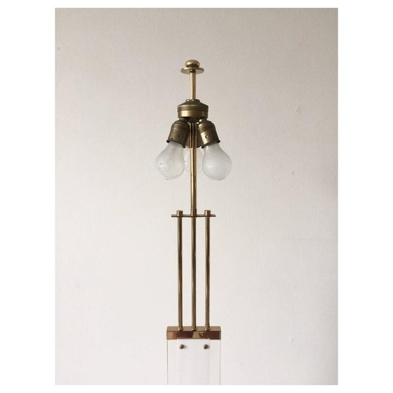 Image 1 of Lampadaire vintage en laiton avec abat-jour, 1970