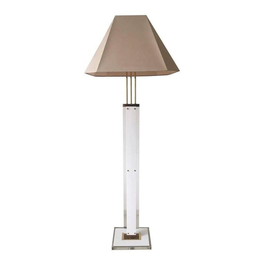 Lampadaire vintage en laiton avec abat-jour, 1970