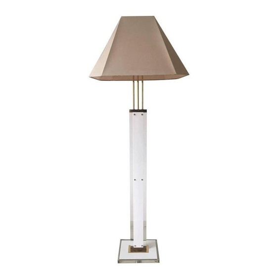 Image 1 of Lampadaire vintage en laiton avec abat-jour, 1970