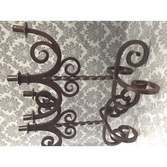 Image 1 of Paire de bougeoirs vintage en fer forgé