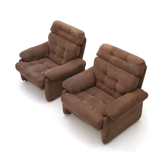 Image 1 of Paire de fauteuils vintage en métal rembourrés "Coronado" par Tobia Scarpa pour B.B, 1960