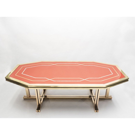 Image 1 of Table vintage laquée rouge en laiton 1970